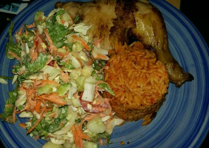 Jollof Rice, Veg Salad and Chicken Recipe by Udoka Anyanwu - Cookpad