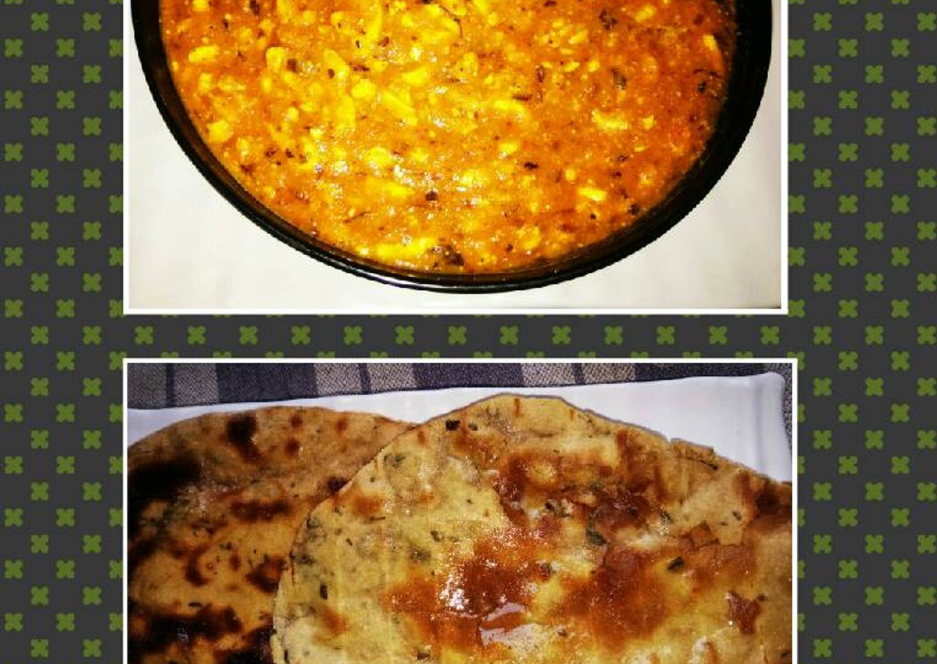 Butter paneer korma ki sabji with crispy roti