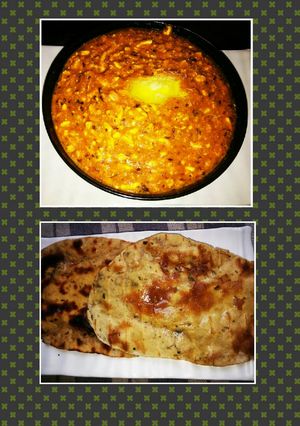 A picture of Butter paneer korma ki sabji with crispy roti.