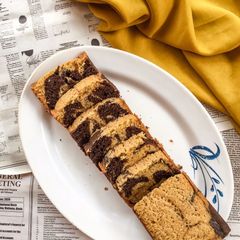A picture of Marble Pound Cake.