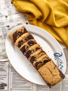 A picture of Marble Pound Cake.