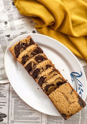 A picture of Marble Pound Cake.