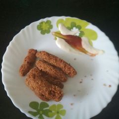 A picture of Chickpea peanut fritters with cheese mayo dip.