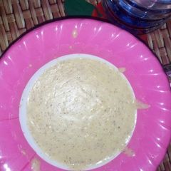 A picture of Rice and apple puree.
