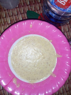 A picture of Rice and apple puree.