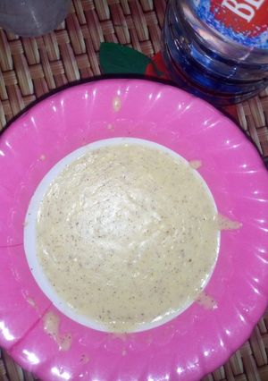 A picture of Rice and apple puree.
