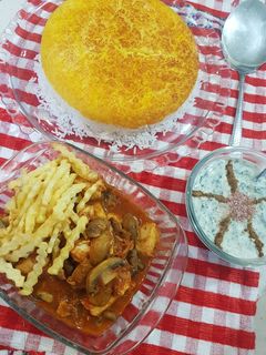 عکسی از دستور خورش قارچ و مرغ