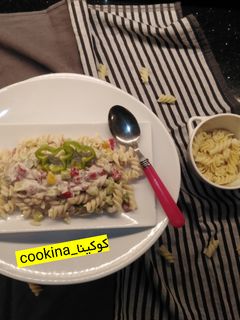 صورة لوصفة مكرونة 🍜 دايت بالخضار 🍅🥒 وصوص الزبادي والتوم