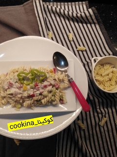 صورة لوصفة مكرونة 🍜 دايت بالخضار 🍅🥒 وصوص الزبادي والتوم