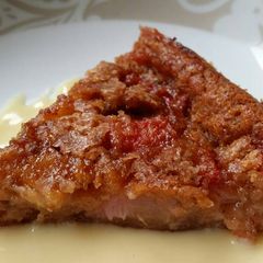 A picture of Vickys Rhubarb & Custard Pudding, GF DF EF SF NF.