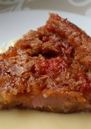 A picture of Vickys Rhubarb & Custard Pudding, GF DF EF SF NF.