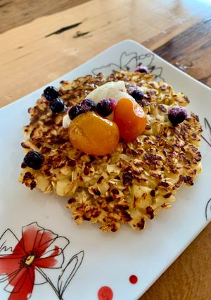 Una foto de Tortilla de avena y manzana 🍎🥞