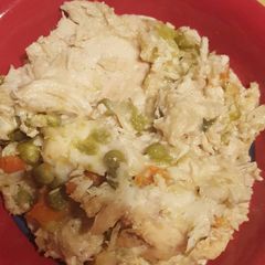 A picture of Crockpot chicken and dumplings.