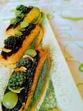 Éclairs matcha vla and BlackBerry Grape fruit toping