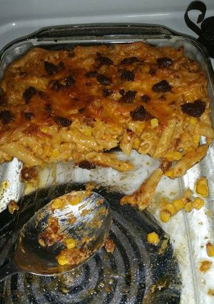 A picture of Mexican mac and cheese.