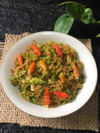 Resep Tumis bunga pepaya with udang papay/rebon, Enak Banget