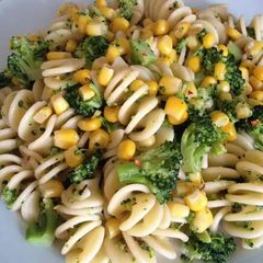 A picture of Vickys Fusilli & Veg with Anchovy Glaze, GF DF EF SF NF.