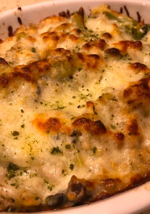 無肉食譜：蔬菜奶油菇焗烤飯『減輕晚餐負擔』 的食譜成品照片