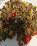 Setas y pimiento de la huerta