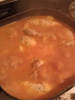 A picture of roasted garlic potatoes and pork chops....