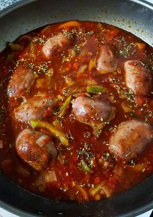 Una foto de Chorizos a la pomarola