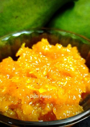 A picture of Sweet and Sour Mango Pickle - Chundo Gujarati Pickle.
