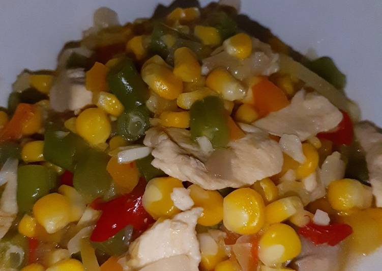 Cara mudah Membuat Tumis Jagung Manis Pelangi (Wortel + Buncis), Enak