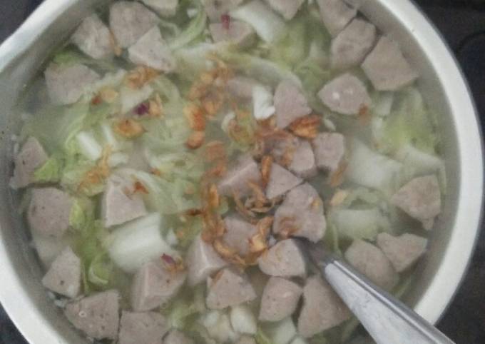 Resep Cah sawi putih bakso yang Lezat Sekali