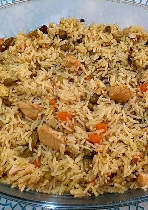 صورة لوصفة رز مع الخضار والدجاج🤩