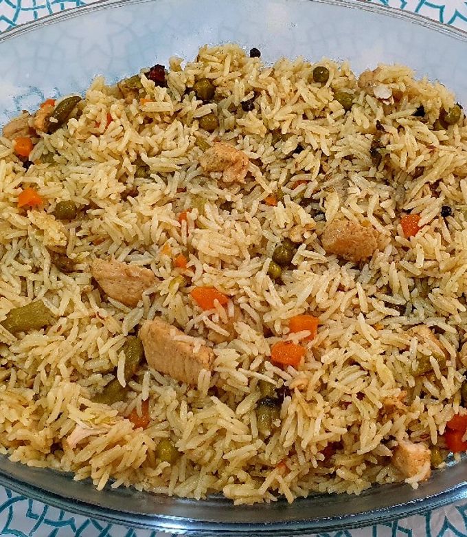صورة لوصفة رز مع الخضار والدجاج🤩