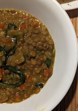 Una foto de Lentejas doradas (con curry y cúrcuma)