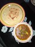 Indian roti with potatoes soup