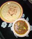 Indian roti with potatoes soup
