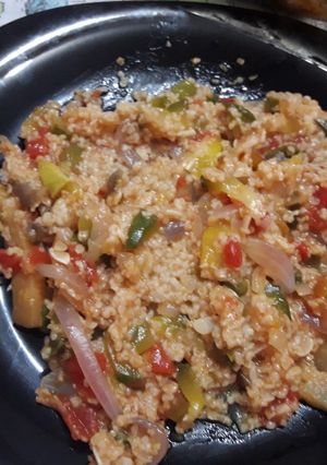 Una foto de Vegetales con trigo burgol🍲