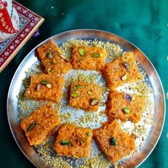 A picture of Gajar Halwa Burfi/ Carrot Burfi.