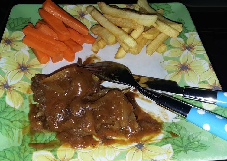 Steak daging saos bawang bombai