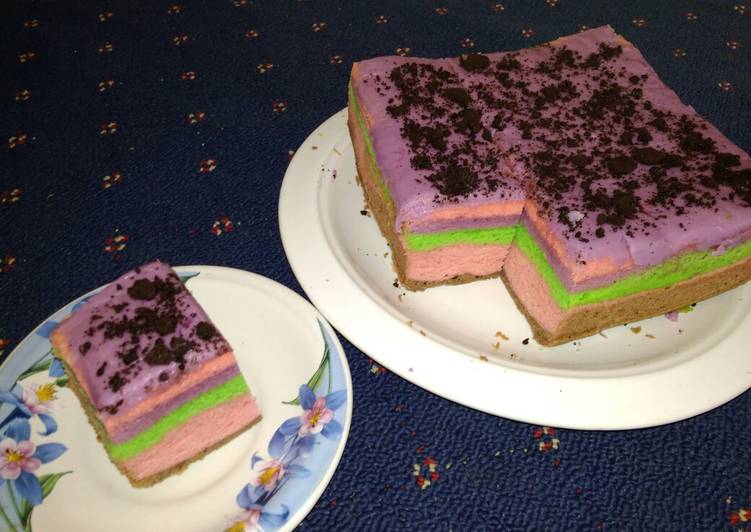 Resep Bolu Lapis Rainbow kukus lembut, Enak