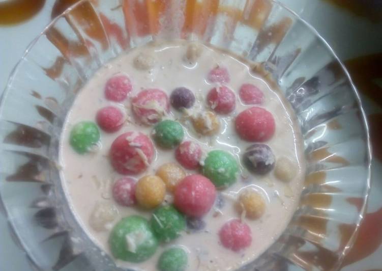 Simple Way to Prepare Super Quick Homemade Colourful creamy drops in dry fruit milk