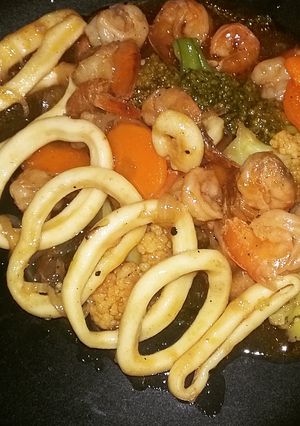 Foto resep udang cumi saus tiram