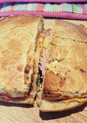 A picture of Savoury Meat and Cheese Cake.