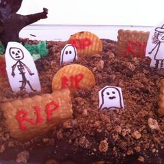 A picture of Cemetery Cookie Tart for Halloween.