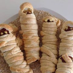 A picture of Sausage Mummies for Halloween.