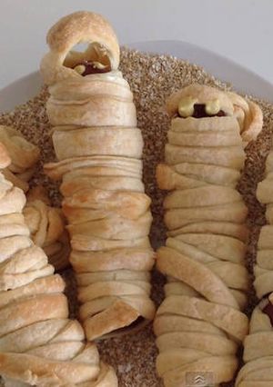 A picture of Sausage Mummies for Halloween.