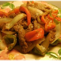 A picture of Beef Strips, Pepper Steak.