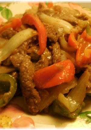 A picture of Beef Strips, Pepper Steak.