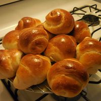 A picture of Almond milk dinner roll bread with homemade sourdough.