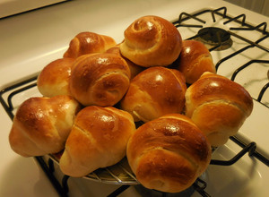 A picture of Almond milk dinner roll bread with homemade sourdough.