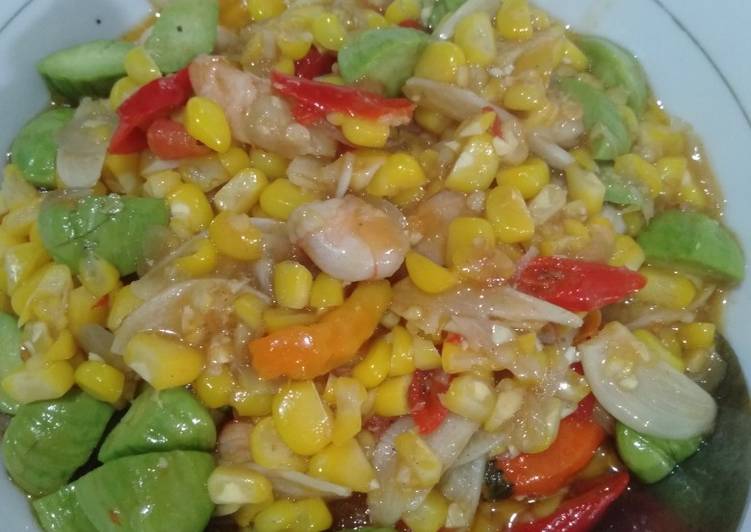 Tumis jagung udang pete
