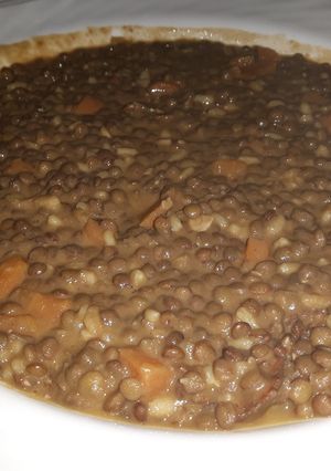 Una foto de Lentejas con chorizo y arroz