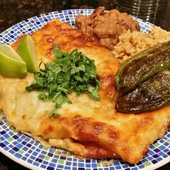 A picture of Brad's crab and shrimp enchiladas.
